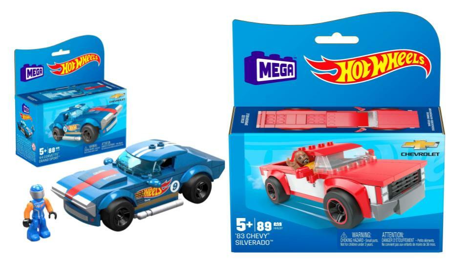 Bundle of 2 |Mega Hot Wheels Real Racecar Building Set (‘64 Corvette & ’83 Chevy Silverado)