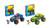 Bundle of 2 |Mega Hot Wheels Monster Truck Building Sets (Race Ace & Gunkster)