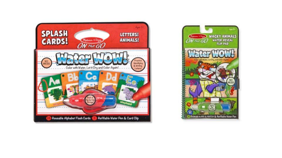 Bundle of 2 |Melissa Doug Water Wow! (Splash Cards Alphabet & Water Revealing Flip Pad Wacky Animals)
