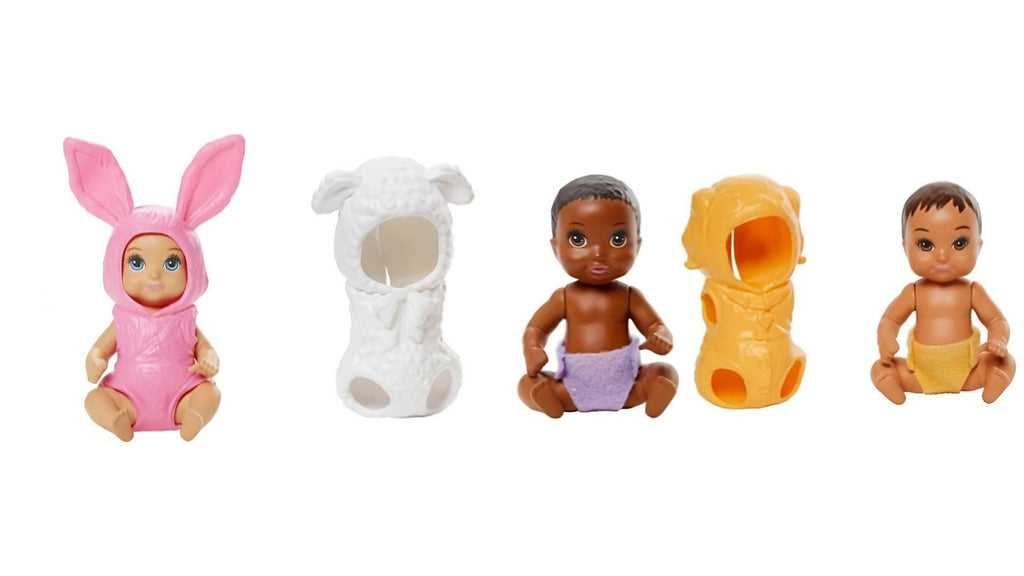 Bundle of 3 |Barbie Skipper Baby Doll with Removable Onesie Costume & Diaper (Pink Bunny, Golden-Colored Puppy, & Lamb)