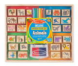 Melissa & Doug Deluxe Wooden Stamp Set: Animals - 30 Stamps, 6 Markers, 2 Stamp Pads