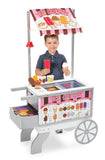 Melissa & Doug Wooden Snacks and Sweets Food Cart - 40+ Play Food pc, Reversible Awning