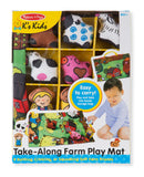 Melissa & Doug Take-Along Farm Baby and Toddler Play Mat (19.25 x 14.5 inches) With 9 Animals - Folds To Be Convenient Storage Bag for Travel