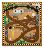 Melissa & Doug Round the Construction Zone Work Site Rug With 3 Wooden Trucks (39 x 36 inches)