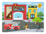 Melissa & Doug Around the Fire Station Sound Puzzle - Wooden Peg Puzzle (8pc)