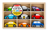 Melissa & Doug Wooden Cars Vehicle Set in Wooden Tray