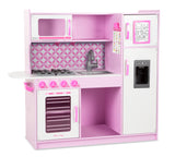 Melissa & Doug Wooden Chef's Pretend Play Toy Kitchen With Ice Cube Dispenser - Cupcake Pink/White