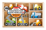 Melissa & Doug Wooden Construction Site Vehicles With Wooden Storage Tray (8 pcs)