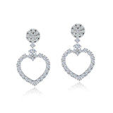 Love Heart Drop Earrings Hollow Design Pave Cubic Zirconia