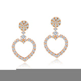 Love Heart Drop Earrings Hollow Design Pave Cubic Zirconia