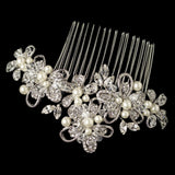 Swarovski Crystal Bead & Rhinestone Floral Ribbon Hair Comb 64