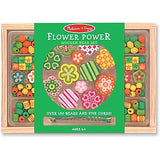 Melissa & Doug Flower Power Wooden Bead Set With 150+ Beads and 5 Cords for Jewelry-Making