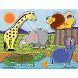 Melissa & Doug Zoo Animals Touch and Feel Textured Wooden Puzzle (5pc)