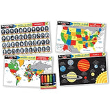 Melissa & Doug Advanced Subject Skills Placemat Set: United States, Presidents, Countries of the World, and Planets 8pc