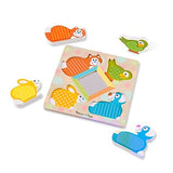 Melissa & Doug First Play Wooden Touch & Feel Puzzle Peek-a-Boo Pets With Mirror (4 Textured pcs)