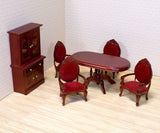 Melissa & Doug Classic Wooden Dollhouse Dining Room Furniture (6pc) - Table, Armchairs, Hutch