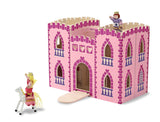 Melissa & Doug Fold and Go Wooden Princess Castle With 2 Royal Play Figures, 2 Horses, and 4pc of Furniture