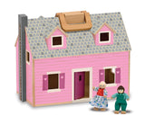 Melissa & Doug Fold and Go Wooden Dollhouse With 2 Dolls and Wooden Furniture