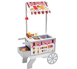 Melissa & Doug Wooden Snacks and Sweets Food Cart - 40+ Play Food pc, Reversible Awning