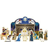 Melissa & Doug Classic Wooden Christmas Nativity Set With 4-Piece Stable and 11 Wooden Figures