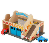 Melissa & Doug Service Station Parking Garage With 2 Wooden Cars and Drive-Thru Car Wash