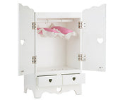 Melissa & Doug White Wooden Doll Armoire Closet With 2 Hangers (12 x 20 x 9 inches)