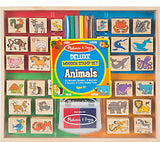 Melissa & Doug Deluxe Wooden Stamp Set: Animals - 30 Stamps, 6 Markers, 2 Stamp Pads