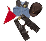 Melissa & Doug Cowboy Role Play Costume Set (5pc) - Includes Faux Leather Chaps, Adult Unisex, Size: One Size, Blue/Gold/Red