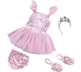 Melissa & Doug Ballerina Role Play Costume Set (4pc) - Includes Ballet Slippers, Tutu, Women's, Size: Small, Gold/Pink