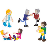 Melissa & Doug Wooden Flexible Figures 7-Piece Caucasian Doll Family for Dollhouses
