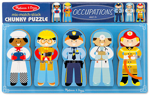 Melissa & Doug Mix-Match-Stack Chunky Puzzle-Occupations