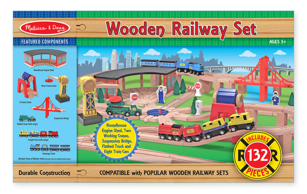 Melissa & Doug Wooden Railway Set