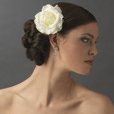 Classic Medium Diamond White Rose on Alligator Hair Clip 403
