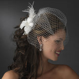 Beautiful Feather Fascinator Bridal Flower Comb or Clip 441 White or Ivory