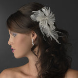Beautiful Feather Fascinator Bridal Flower Comb or Clip 441 White or Ivory